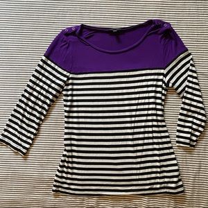 Purple striped boat neck top